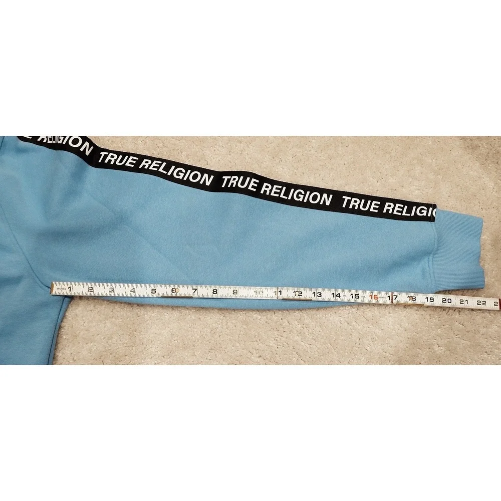 True‎ Religion Silicone Tape Hoodie Tape PO Cornflower Blue XL New w/ Tags